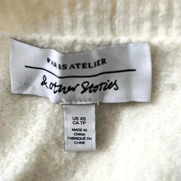 &OTHER STORIES | Buttoned Knit Off White Cotton & Wool Blend Cardigan Si… - Picture 6 of 8